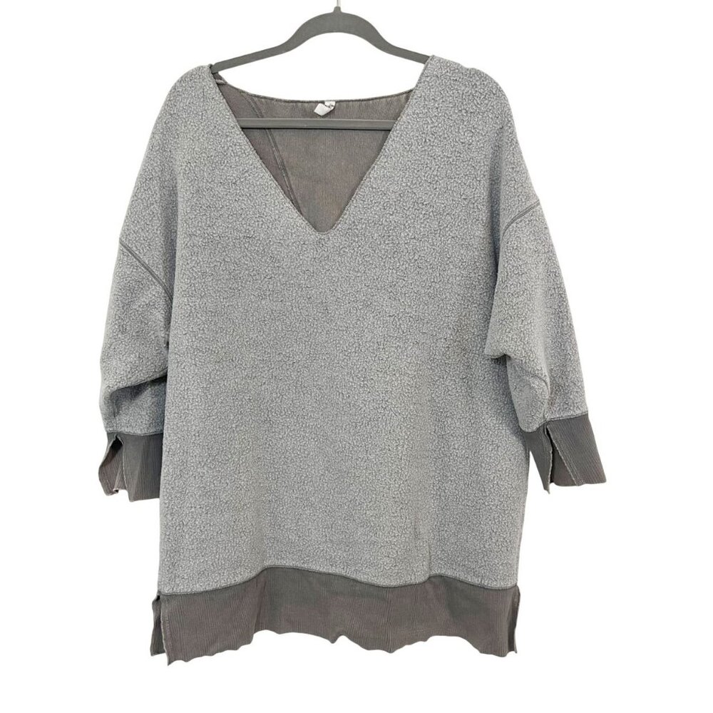 Intimately Free People Gray Inside Out V-Neck Pullover Sweater - Size‎ XS